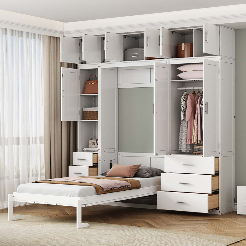 Lit escamotable avec casiers et armoires Murphy, Simple