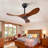 36" Solid Wood Ceiling Fan, Outdoor, 3 Blade, No Light, Walnut, For Patio Living Room Bedroom Porch, Remote Control, Water Resistant