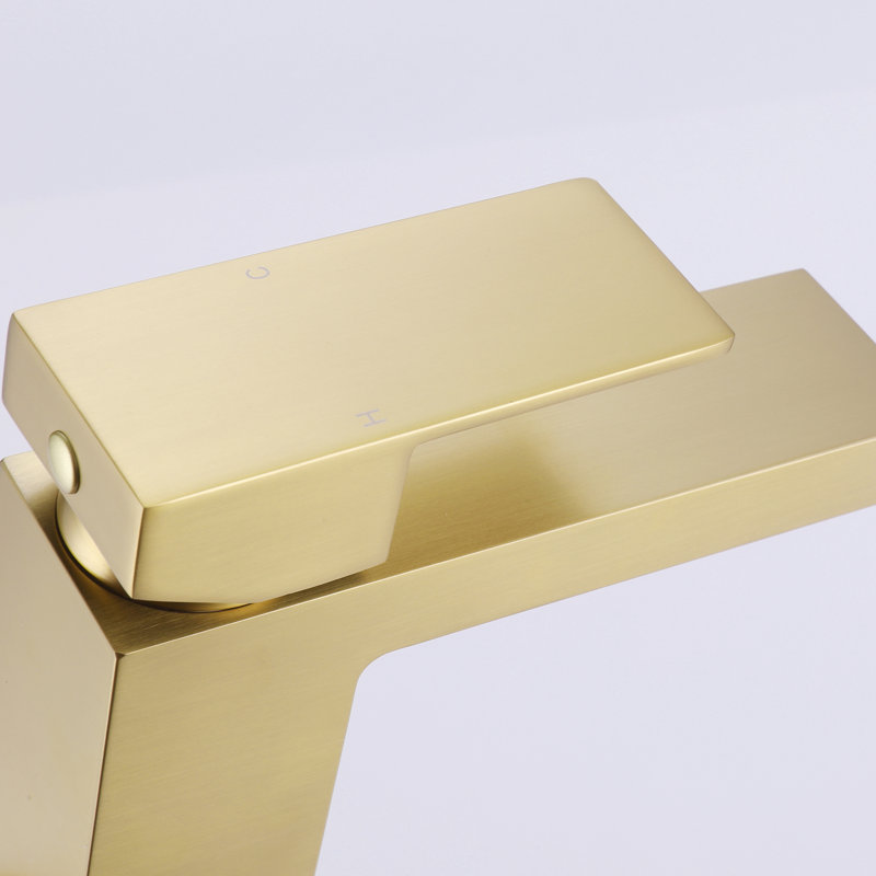 6.85"H Solid Brass Single Handle Bathroom Sink Faucet, Brushed Gold