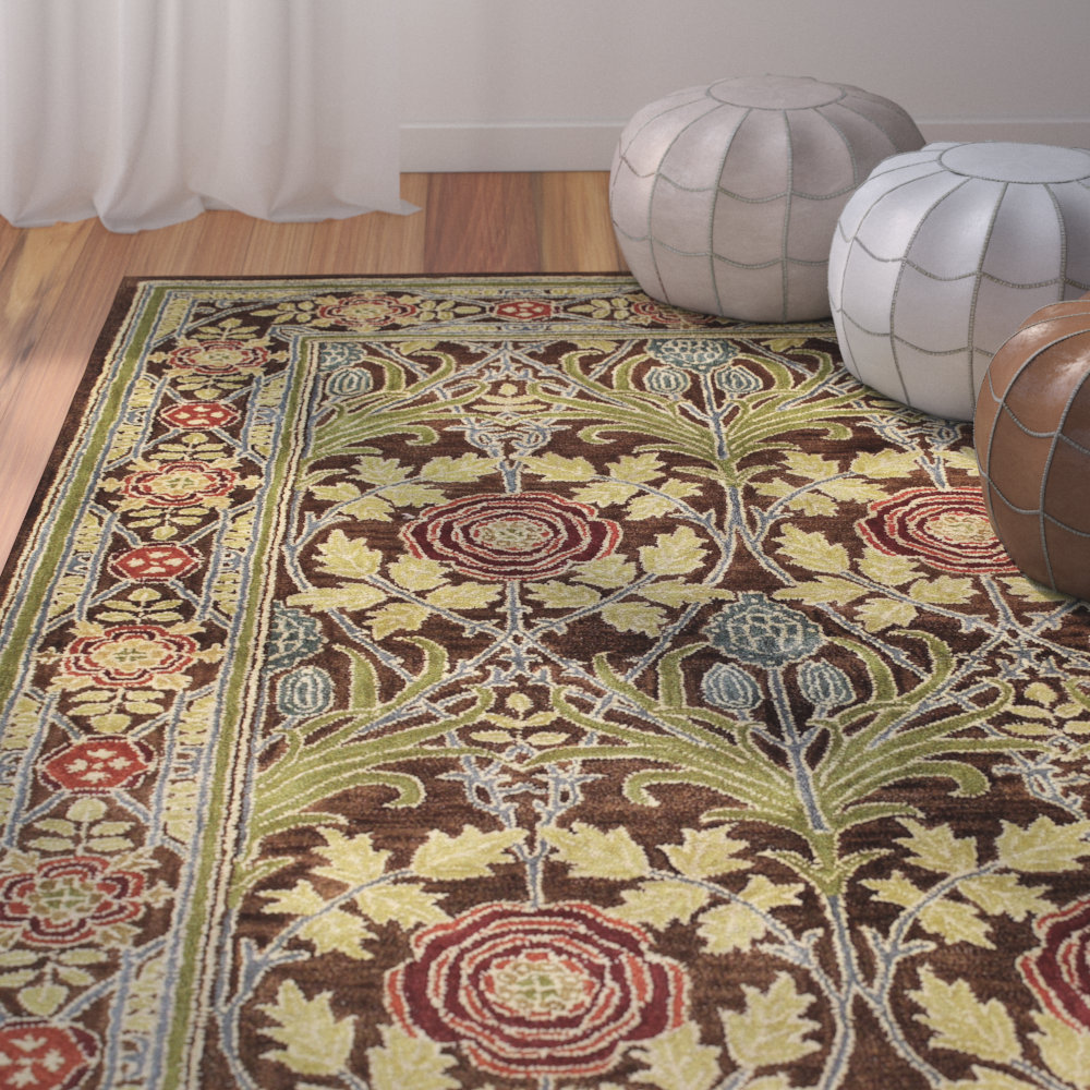 Stacey Chocolate Red Yellow Hand-Tufted Wool Rug, Rectangle 7'9" x 9'9"