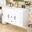 Meuble-lavabo flottant mural avec lavabo en céramique, portes et tiroirs à fermeture en douceur-130182898