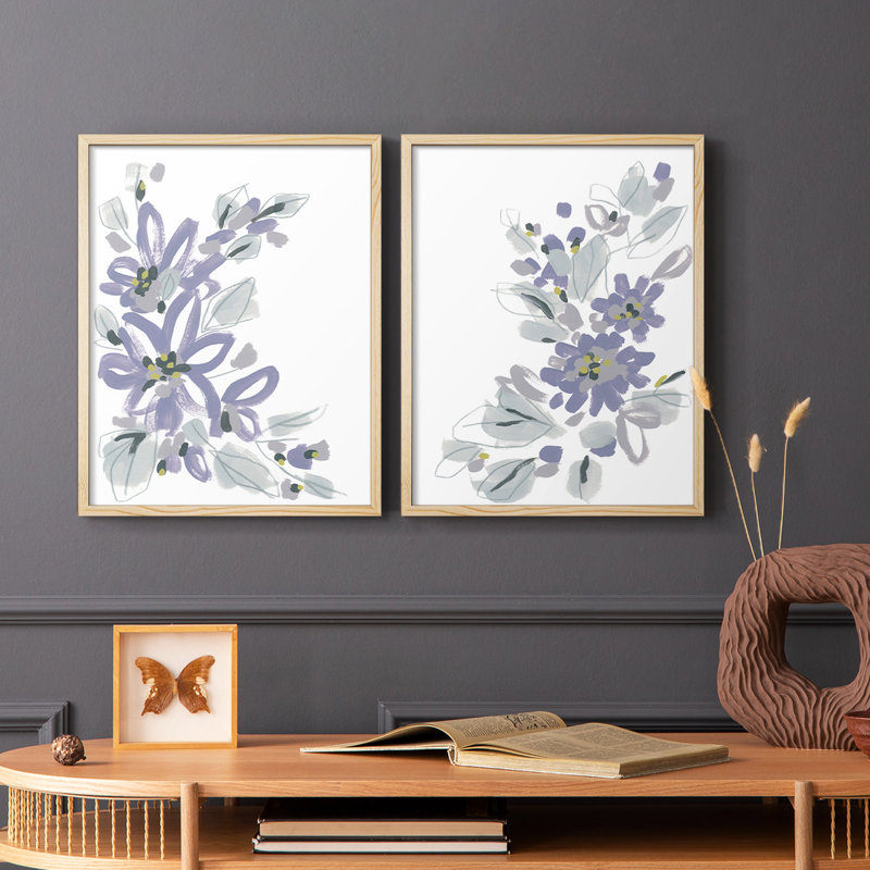 «Periwinkle Patch I», reproduction encadrée de qualité supérieure - prête à être accrochée - aucun clou requis - aucun clou requis