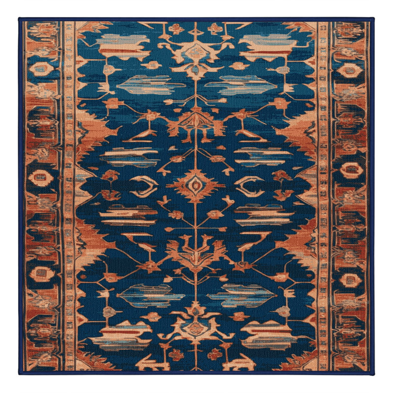 Tapis persan gris lavable à la machine, Carré 7 pi
