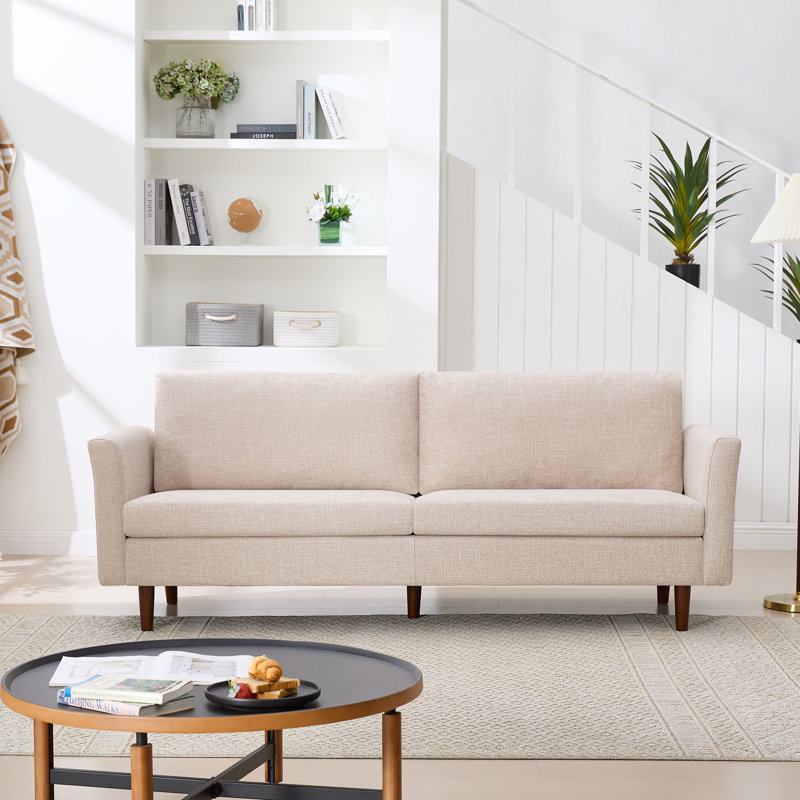 Cicero 204Cm Velvet Flared Arm Sofa, Oatmeal