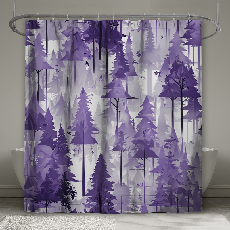 Rideaux de douche mauve à silhouette mauve, 70 po L x 84 po H