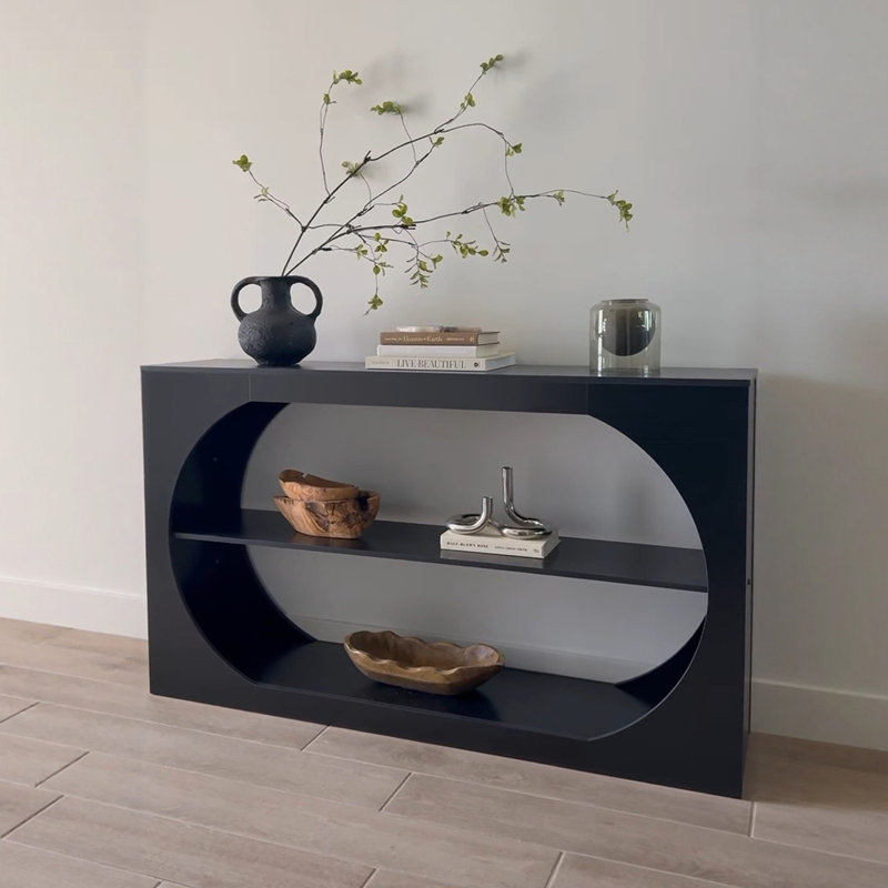 Nordic style simple black console table, 33.5" H x 70.9" W x 13.8" D
