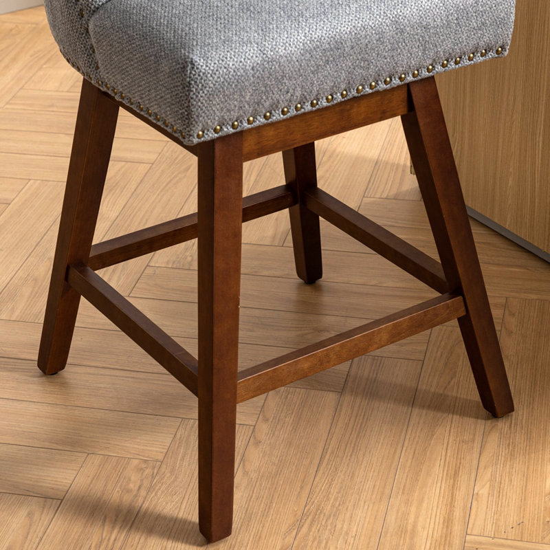 Telesha Swivel Counter Stool, Gray Fabric