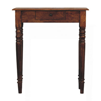 Solid Wood Console Table, Turned Legs, 1-Drawer, Chestnut, Brown