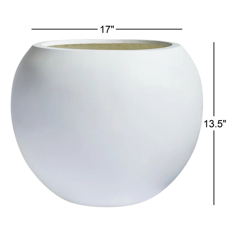 Dorlis Fiberstone Pot Planter, White, 13.5" H x 17" W x 17" D