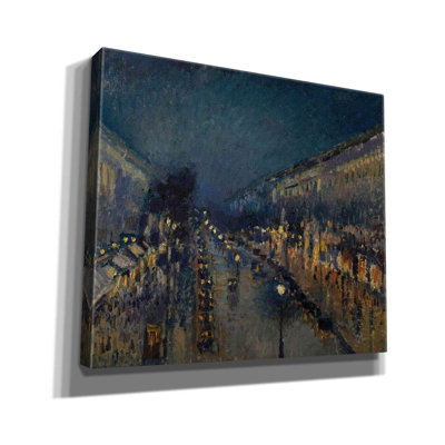'Boulevard Montmartre At Night, 1897' by Camille Pissarro, Giclee Canvas Wall Art
