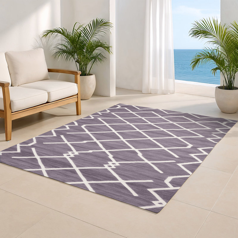 Tapis intérieur et extérieur rose Trellis, Rectangulaire 8 pi x 10 pi