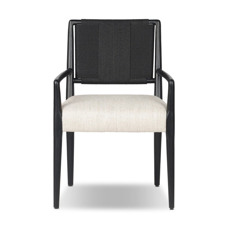 Rothler Dining Armchair-Alcala Wheat, Black Brushed Ash, Essence Natural