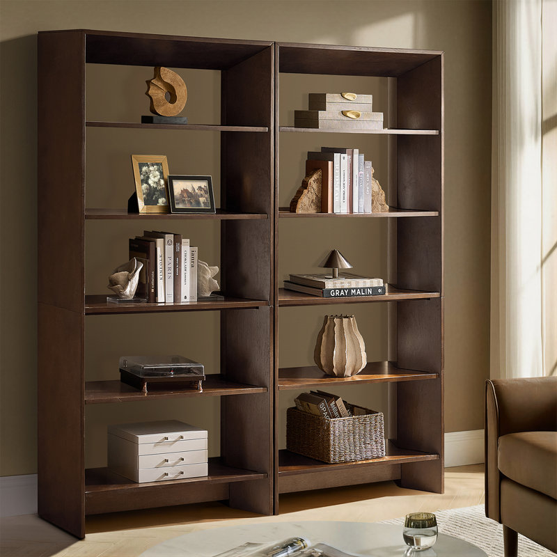 Bibliothèque Cooney Modern H 76 "à 5 tablettes, Noyer