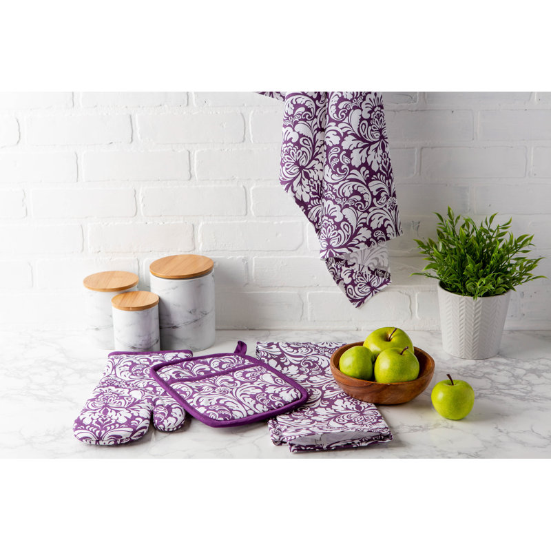 Angelia Cotton Waffle Dish Cloth Kitchen Towel, Egg Plant
