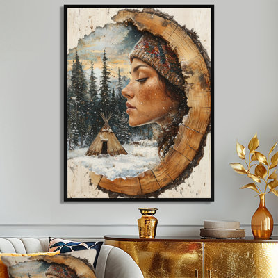 Georginia Native Woman In A Winter Wood Slide Landscape IV - Native American Woman, art mural