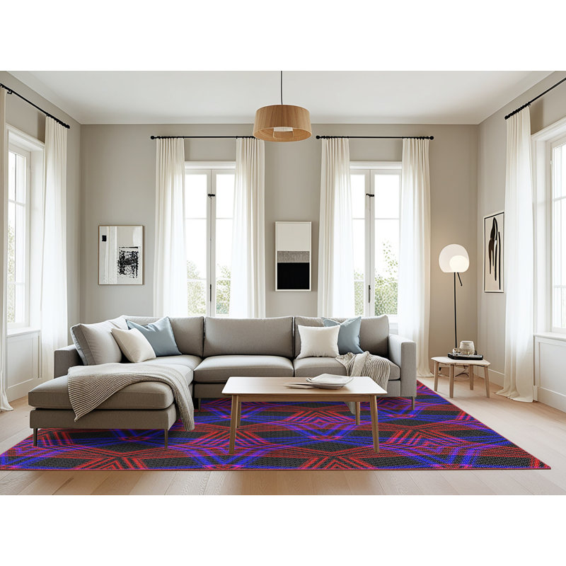 Tapis mauve / bleu Power Loom, Rectangle 8 pi x 12 pi
