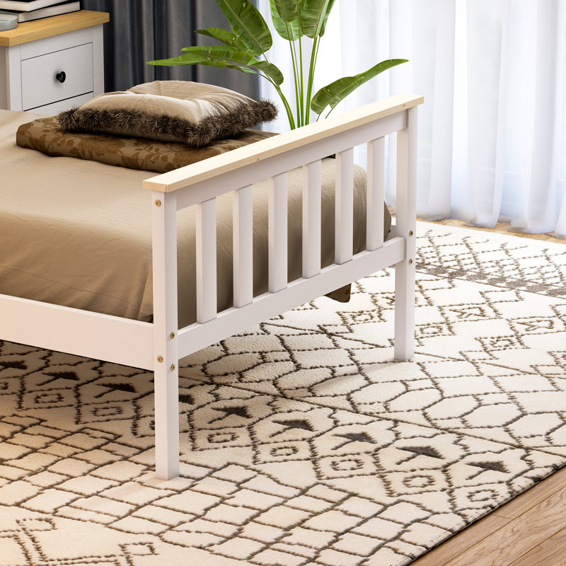 Solid Wood Bed, Single (3'), White/Pine