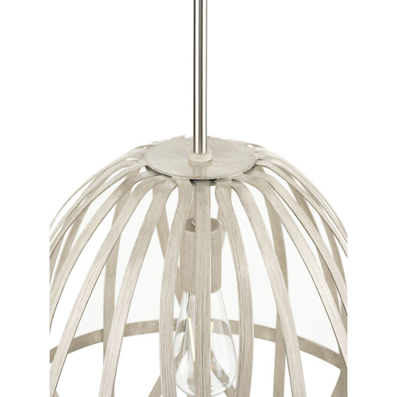 Luminaire suspendu en forme de cloche à 1 lumière Cottle, Chêne blanchi, H 17,25 po x l 14 po