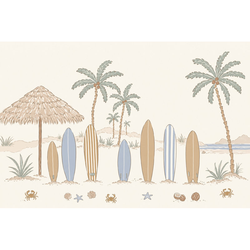 Papier peint bord de mer tropical, 120 po x 96 po, Texturé non collé