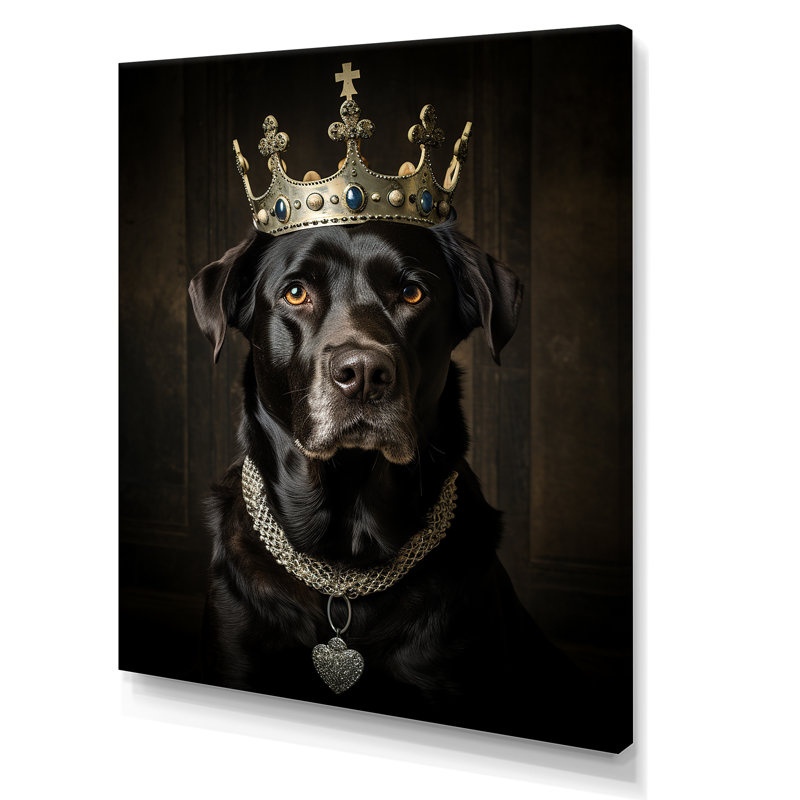 «Crowned Royal Labrador Dog I», art mural chien, H 40 po x l 30 po x P 1,5 po, Toile tendue