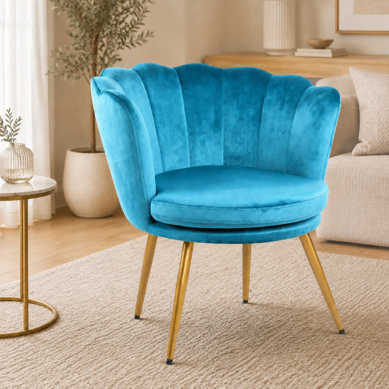 Octavius Velvet Barrel Chair, Teal