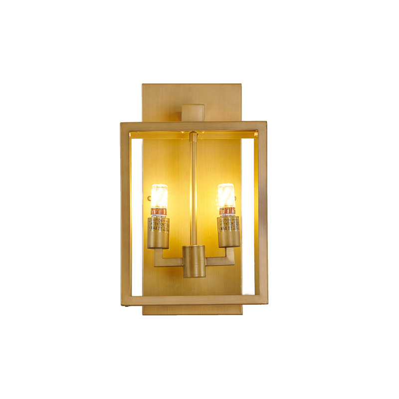 2 Light Black Lantern Wall Sconce With A Clear Glass Shade, Brass, 16.5" H x 9.75" W x 7.75" D