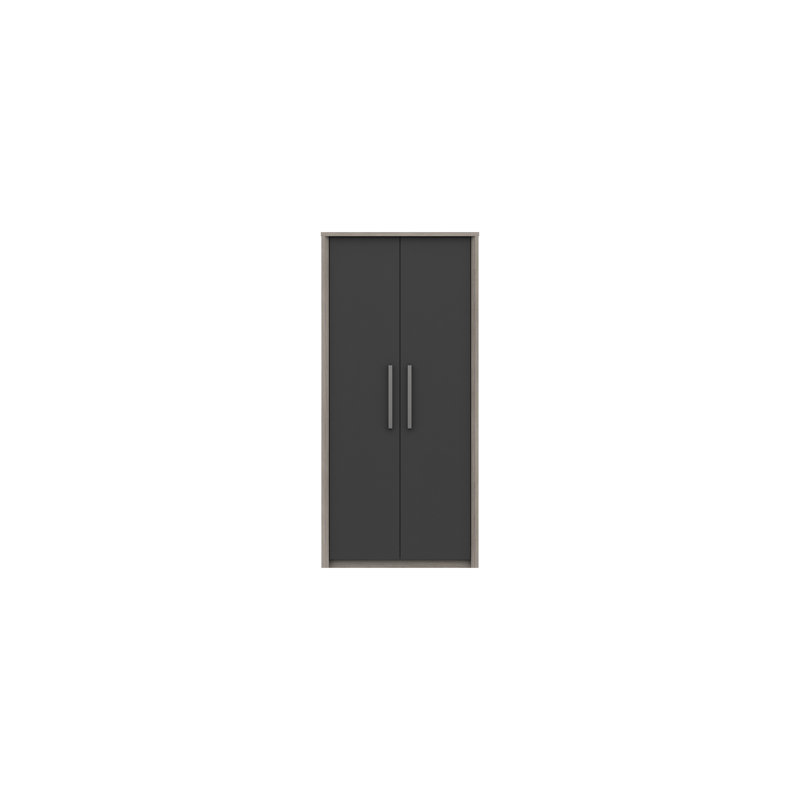 Colville 2 Door Manufactured Wood Wardrobe, Grey Oak/Graphite Gloss
