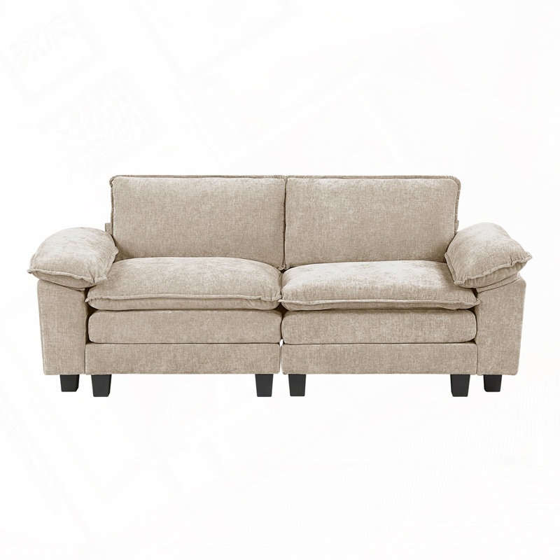 Causeuse en tissu d'ameublement en chenille, Taupe