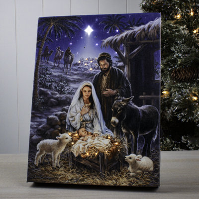 Fritsche - A Savior is Born 8x6 Lighted Tabletop Canvas