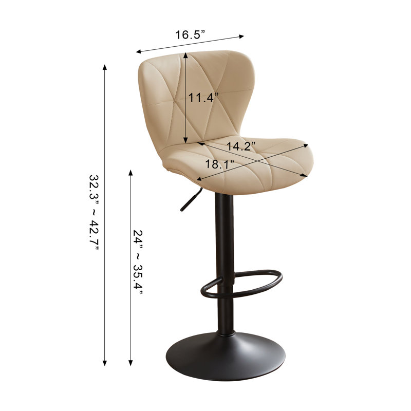 4-piece Swivel Bar Stool Set – Adjustable Height Counter Stools With Back, Khaki