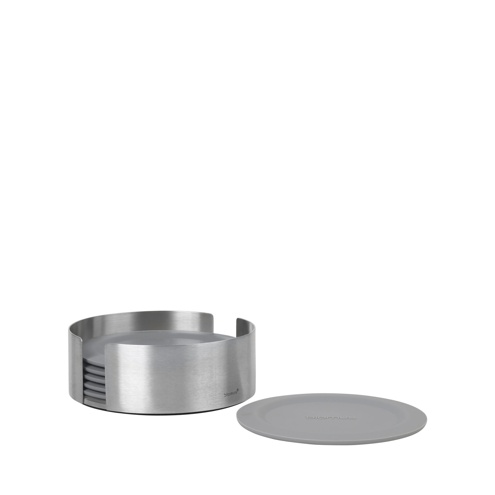 LARETO 7 Piece Coaster Set with Holder, Sharkskin
