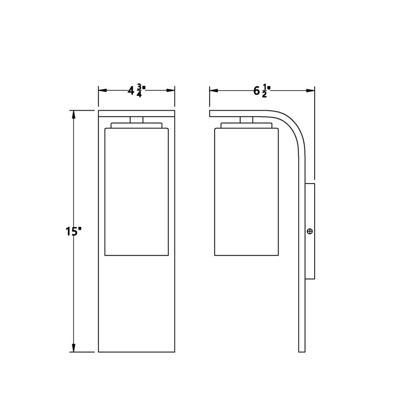 Grande lanterne d'extérieur 1 lumière Colonne, Noir, noir, noir, noir, H 15 po x l 4,75 po x P 6,5 po