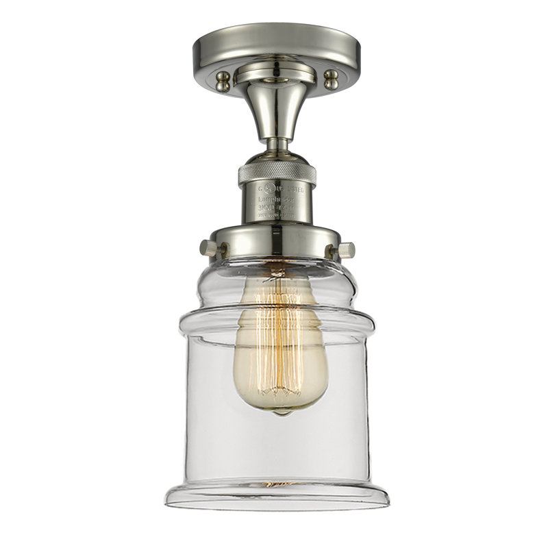 Plafonnier semi-encastré 1 lumière 6 po Galaviz, Nickel poli, Transparent