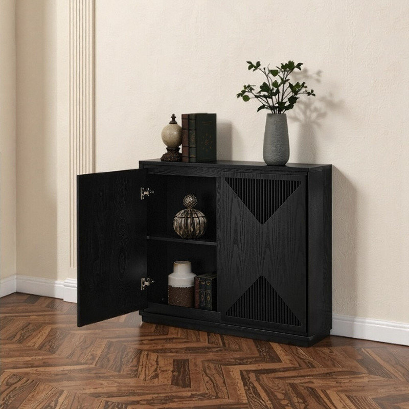 Buffet en bois massif Pensa, Noir