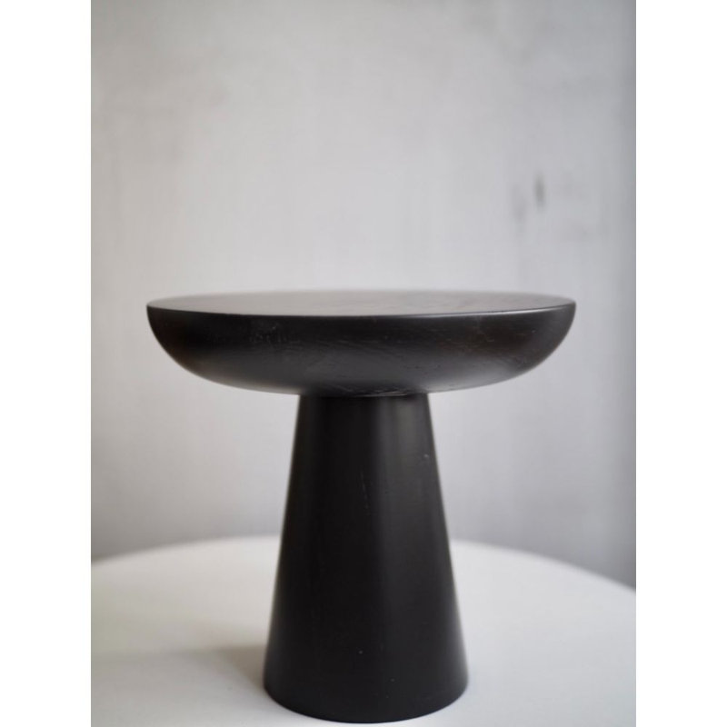 Kayson Solid Wood Pedestal End Table, Black