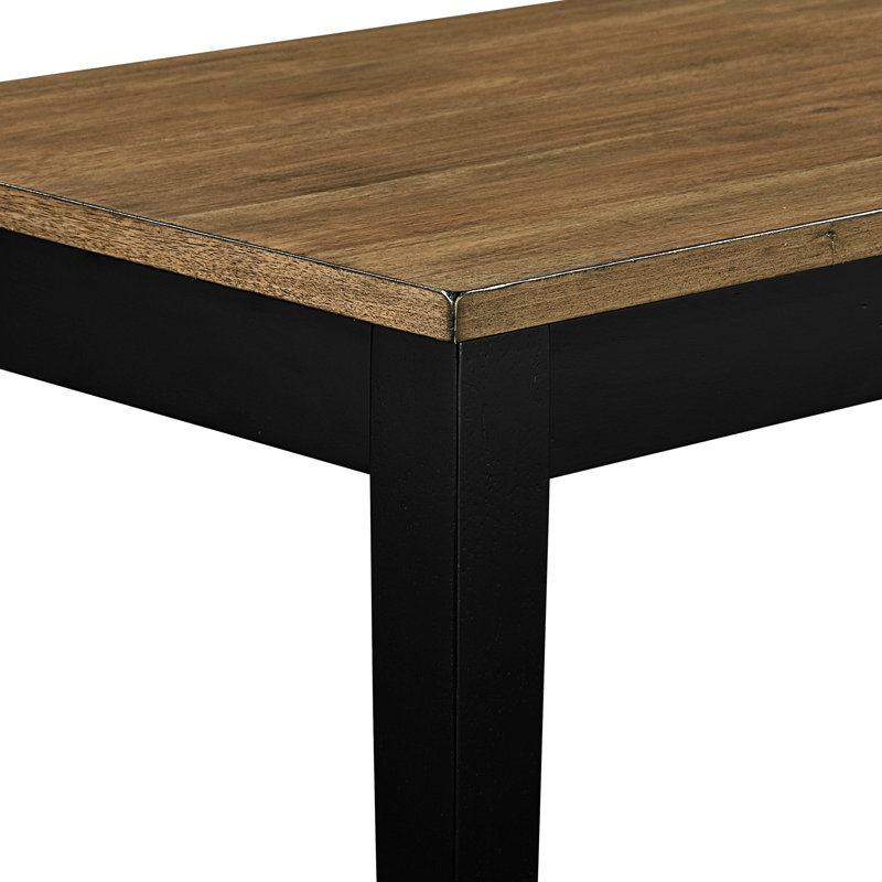 Banc contemporain contemporain à 2 tons, profondeur de produit de 48 po, charge de 250 lb, pour les sièges de salle à manger au fini brun noir moderne, X 16,5 po, 17,5 po, sans dossier