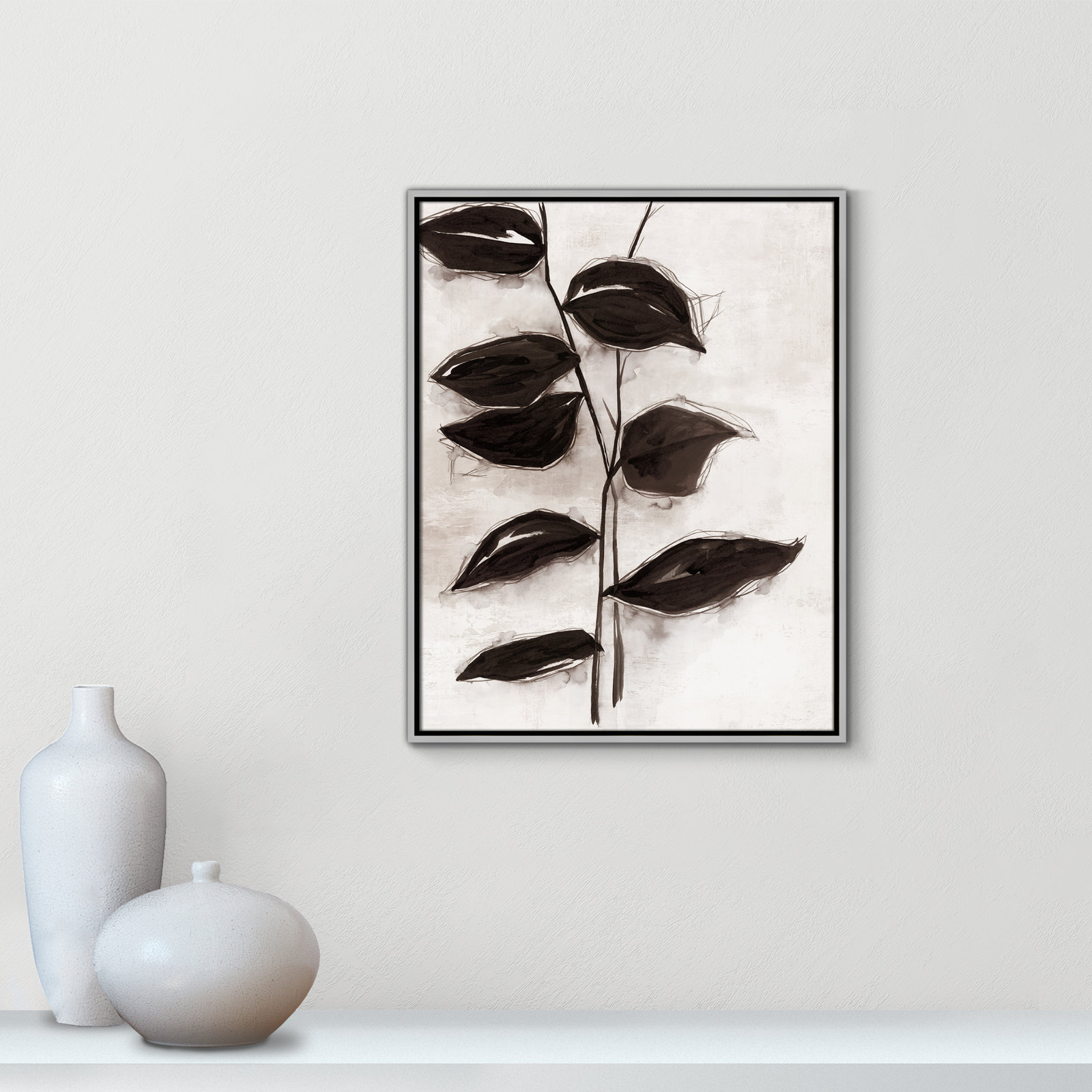 Leaves I by Eva Watts, 29.5" H x 23.5" W x 2" D, Silver Framed
