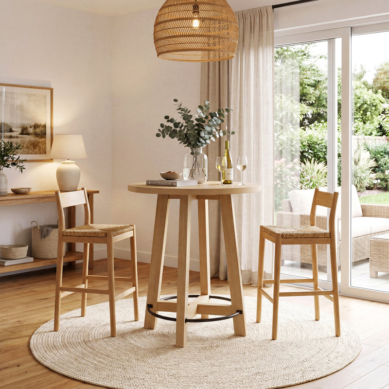 Table de bar ronde en bois clair