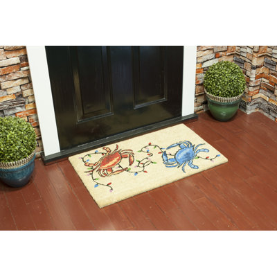 Crabes de noël avec des lumières de noël de 30 po x 18 po tapis de porte extérieur antidérapant Casimir