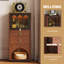 Noir + bois manufacturé brun-noisette + vitrines en verre trempé-126356006