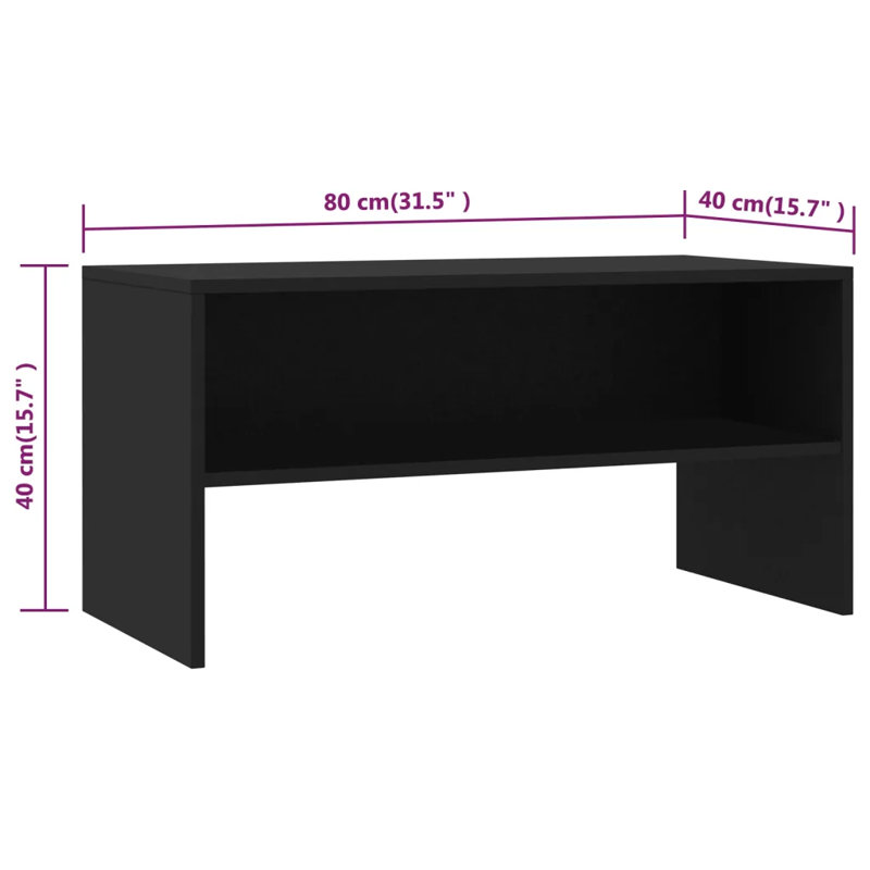 Havard Unfinished TV Stand, 80cm, Black