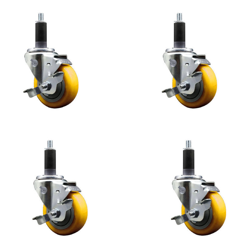 Ensemble de roulettes extensibles 3,5 pouces 1 1/8 po, Jaune