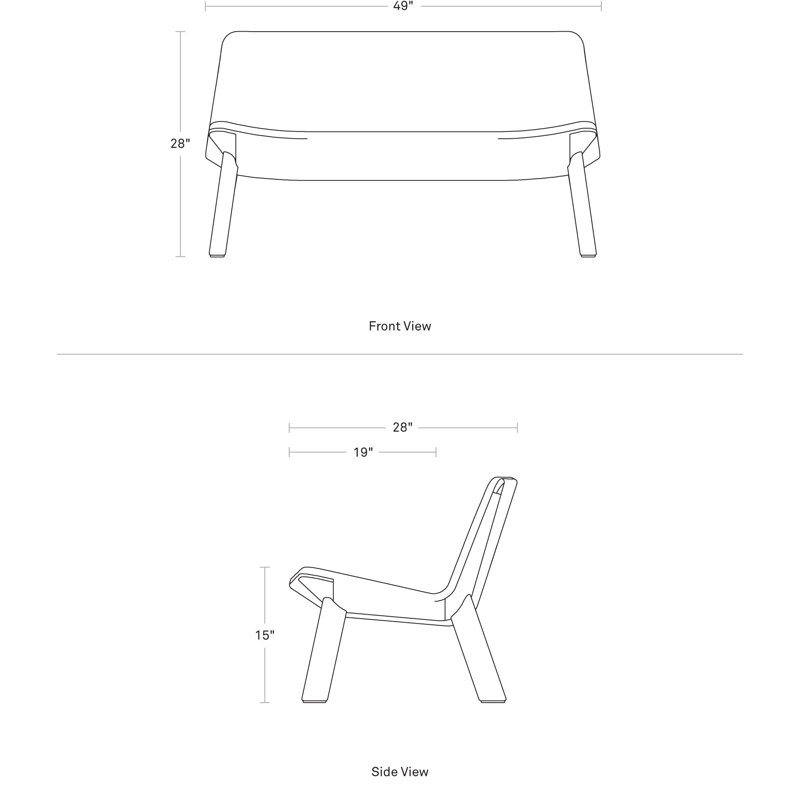 Neat Upholstered Dining Bench, Vesper Charcoal