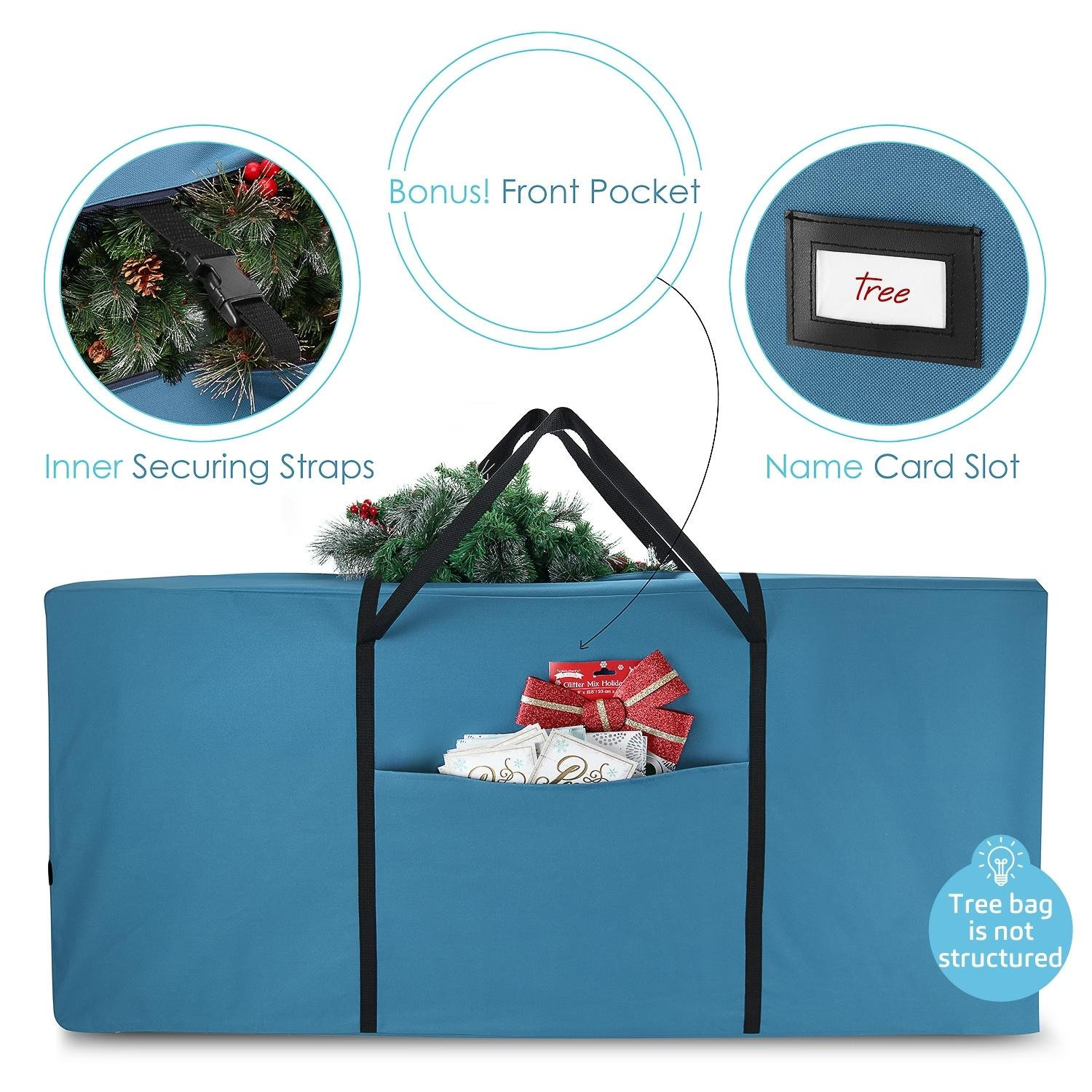 Moisture Resistant Christmas Tree Storage Bag, 48" H x 15" W x 20" D