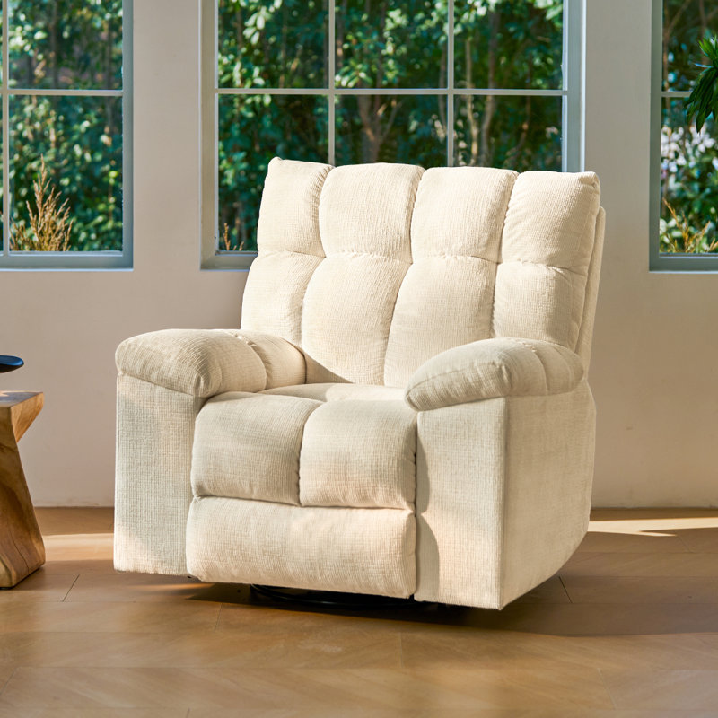 Fauteuil inclinable électrique berçant avec dossier gaufré, Blanc