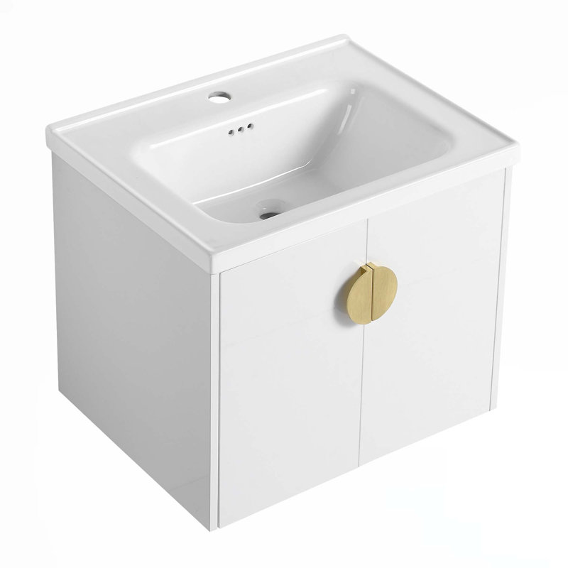 Meuble-lavabo à fermeture en douceur avec lavabo