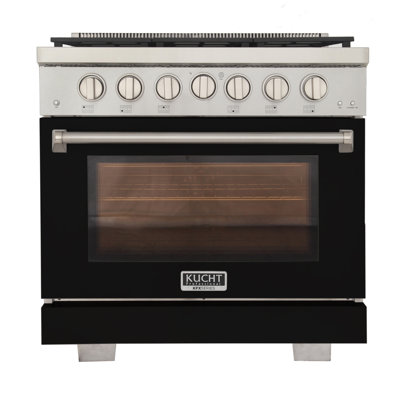 KUCHT Professional 36 po 5,2 pieds cubes Cuisinière au gaz propane et four à convection en noir avec brûleurs True Simmer