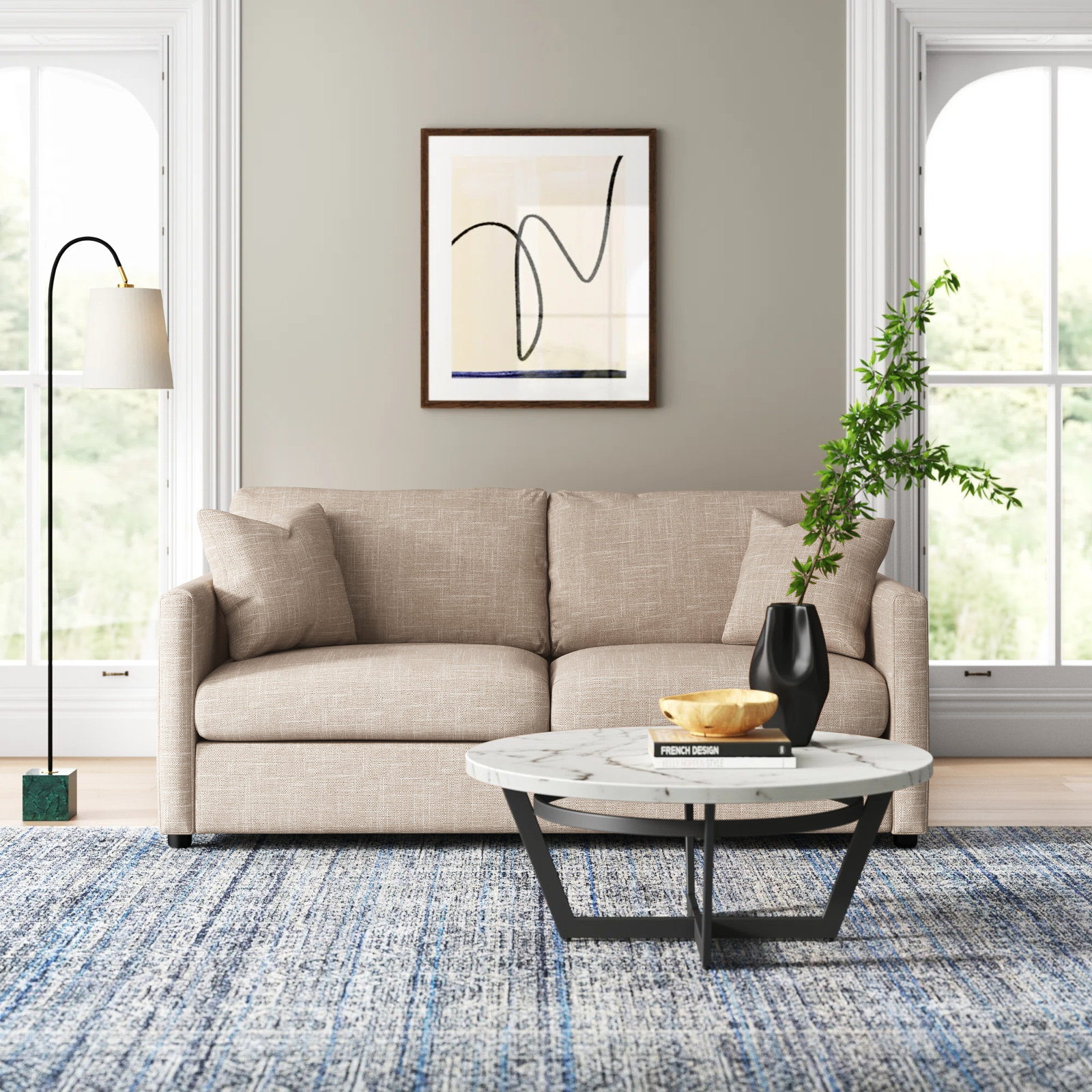 Godwin 75'' Upholstered Sofa, Macc Ecru