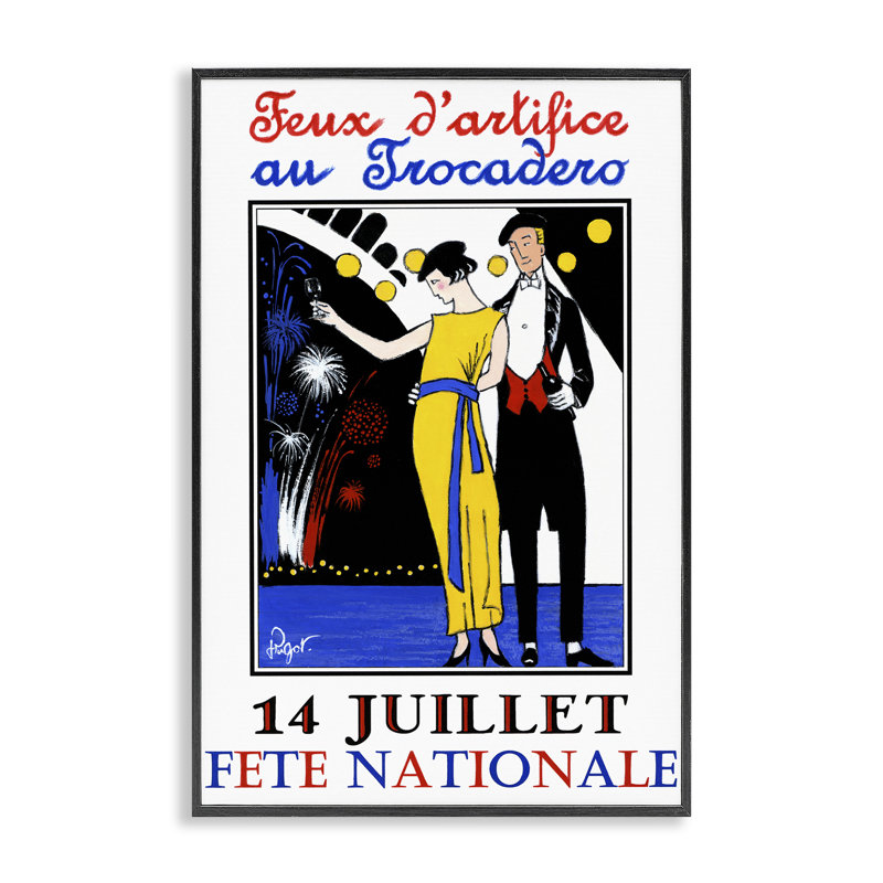 Publicité rétro française, art de la giclée par Jean-Pierre Got, H 18 po x l 12 po, Giclée encadrée noir minuit