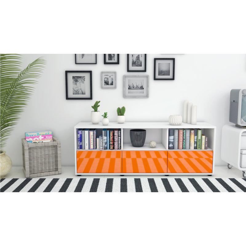 Wunsch Unfinished TV Stand for TVs up to 60, High-gloss Orange / Matte White
